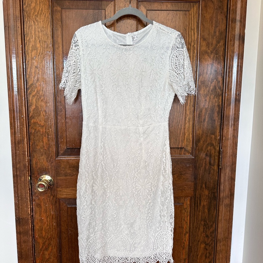 White Lace Midi Dress